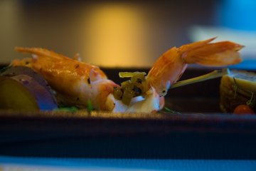 <p>Part of the traditional Japanese dinner that the restaurant cooks on site</p>