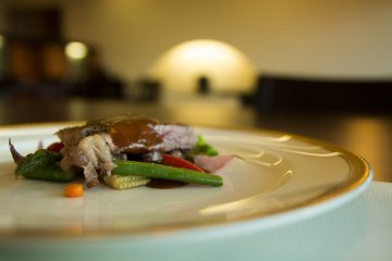 <p>Part of the traditional Japanese dinner that the restaurant cooks on site</p>