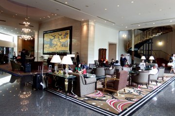 Spacious lobby of the Westin Osaka