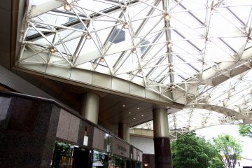 Stylish modern design of the hotel entrance