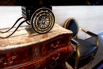 <p>Western chest and chair, and Japanese miniature carriage</p>
