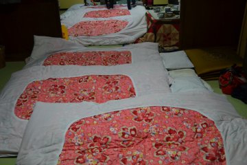 The comfy futons out for the night