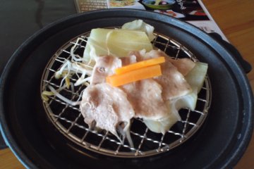 Pork simmered right on the table
