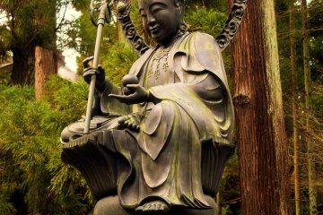 <p>A statue of Enmei&nbsp;Jizo, the image of longevity. The brass image was made in 1863 and was modeled on a Buddhist priest that lived until old age</p>
