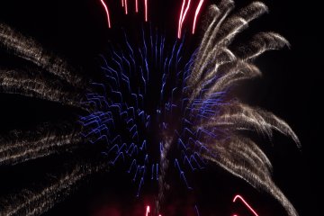 Be dazzled by multi colored flares exploding on impact