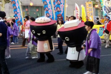 <p>The Morioka mascots were out to greet the crowd</p>