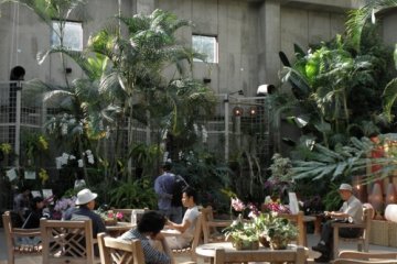 Relaxing in the atrium, Ran No Yakata.
