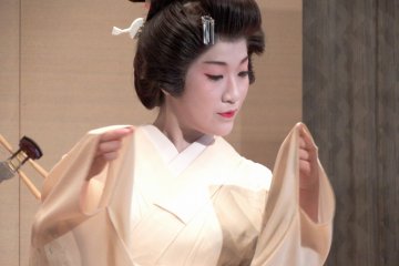 <p>This movement of her hands and arms makes her look like a beautiful white Japanese crane</p>