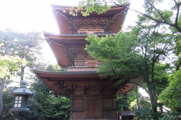 <p>The three-tiered pagoda, referred to in Japanese as sanju-no-to. On the second tier, you can see two hidden cats placed. Pagodas always have an uneven number of tiers and are known as the "house of worship" making it a desired&nbsp;attraction on temple grounds.</p>