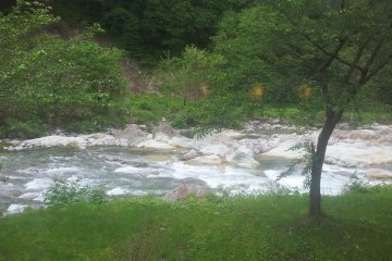 <p>The river flows by outside the window providing relaxing background noise</p>