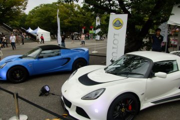 <p>Lotus showcasing their sports cars</p>