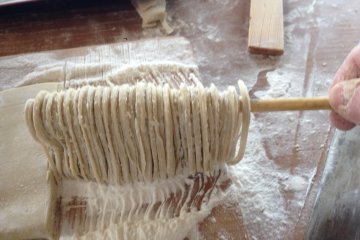 Partially cut soba