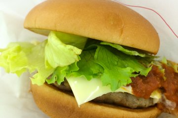 <p>A cheeseburger with tomato sauce from MOS was pretty delicious</p>