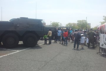 <p>The Self Defense Force were outside with some bigger but equally fascinating toys for the boys</p>