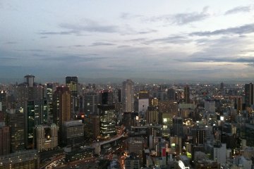 <p>The city and sky create a picturesque view</p>