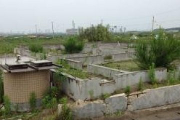 <p>Only the foundations of houses are left</p>