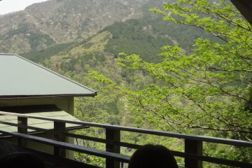 The cliff-side terrace seats offer a nice mountain view.