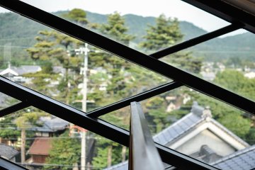 <p>Observation deck on the upper level overlooking Nara city rooftops</p>