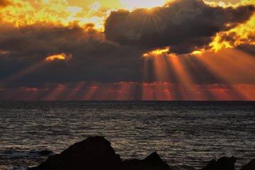 <p>Stairway to heaven in the dramatic sky I witnessed near Shiono Point</p>