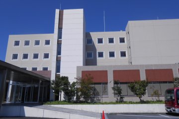 <p>The modern exterior of the hotel's main building</p>