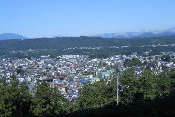 <p>Panoramic view from the restaurant to the East: Chichibu City and the mountain range</p>