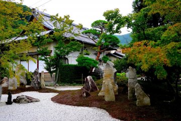 <p>Rock sentinels in the kare-san-sui garden</p>