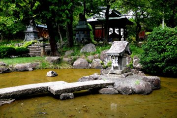 <p>Shallow pond with flat slab bridge</p>