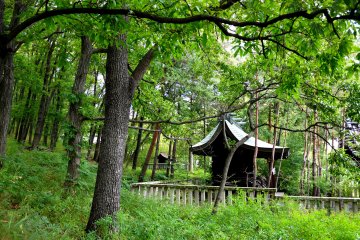 <p>Small building in the trees behind the main building</p>