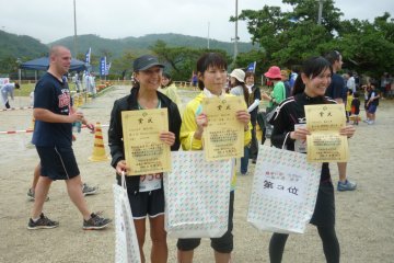 Collecting my second place finishers certificate and prize