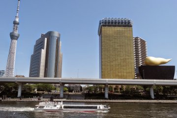 <p>All in one picture the Sky Tree, the Asahi Beer Tower, the Shuto Expressway No. 6, the Sumida River and one of many Sumida Cruise boats</p>