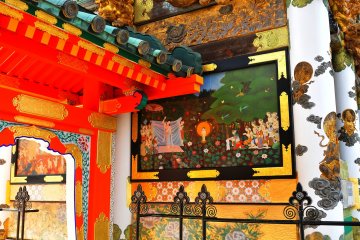 <p>Notice the difference of carvings and coloring between Nikko Toshogu Shrine and this gate, which is more brilliant in color and far more delicate</p>