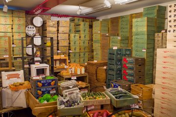 <p>You'll feel like you've walked into a vegetable stock room on the second floor of Maeda&nbsp;Craft. The wooden boxes lining the walls and storing the [fake] veggies are all crafted in Nakazakicho.</p>