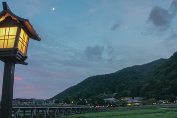 <p>View of Arashiyama and Togetsukyo at dusk. Literally, Togetsukyo means a bridge to the moon. Now I understand why it's called like that.</p>