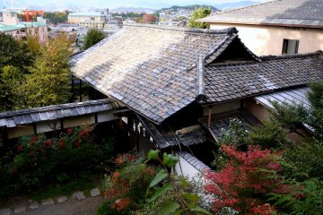 <p>Looking down on rooftops</p>