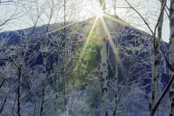 Light hits the mountaintop.