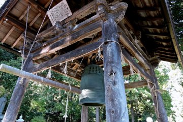 <p>Although the exact date of its creation is unknown, there is a legend that when Oda Nobunaga's army attacked the area in the 16th century, this bell was thrown in the Asamizu river near here, but later believers made a bridge over the river and salvaged the bell from there. The bridge in question still exists, and is called 'Bell Bridge'</p>