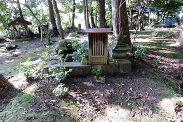 <p>Here's another one in a small wooden box-like shelter at the foot of some trees</p>