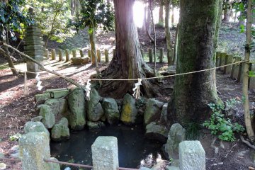 <p>Here you are! This is 'First Bath Pond', in which the baby Taicho Daishi had his first bath when he was born in 682...Really?!</p>
