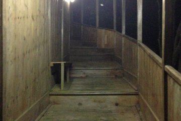 <p>The wooden stairs and corridors down to the onsen are all open and so you can see the forest and river as you walk down to the river</p>