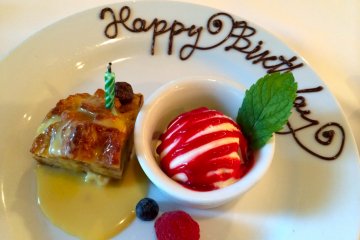 <p>We were celebrating another birthday and Ruth's Chris kindly presented us with a personalized dessert plate!</p>