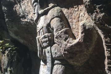 <p>This particular image is of Jikokuten, one of the&nbsp;Shitennō, or 4 celestial kings. He is known as as the guardian of the east and, as featured here, is usually depicted with a sword in his right hand.</p>
