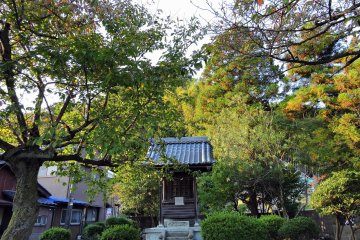 <p>When I was walking down the street there was a small shrine in a wooded corner</p>