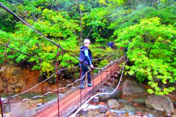 <p>Saya menyeberangi jembatan sebelum mulai mendaki</p>