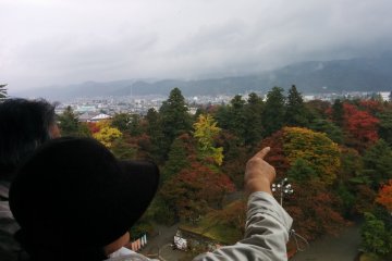 <p>Looking out from the observation deck at the top of the castle</p>