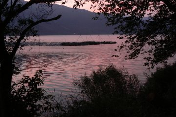 <p>Pink sky reflected on the water</p>