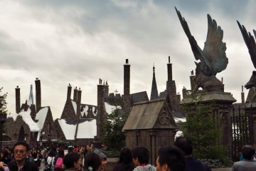 <p>Hogsmeade from the exit of The Forbidden Journey ride</p>