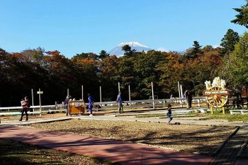 <p>You can see the Fuji mountain from the horse riding area, you can pay about 300 yen per person and be able to ride a horse. Even small children can ride a pony for a few minutes.&nbsp;</p>