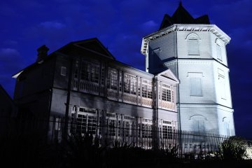 <p>Chinese mansion looming in the dusk</p>