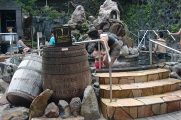 Coffee Bath -- After you leave this pool, the coffee smell does seem to linger on your skin and hair
