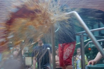 Show at the Coffee Bath -- strange but amazingly fun to have buckets of coffee thrown at you